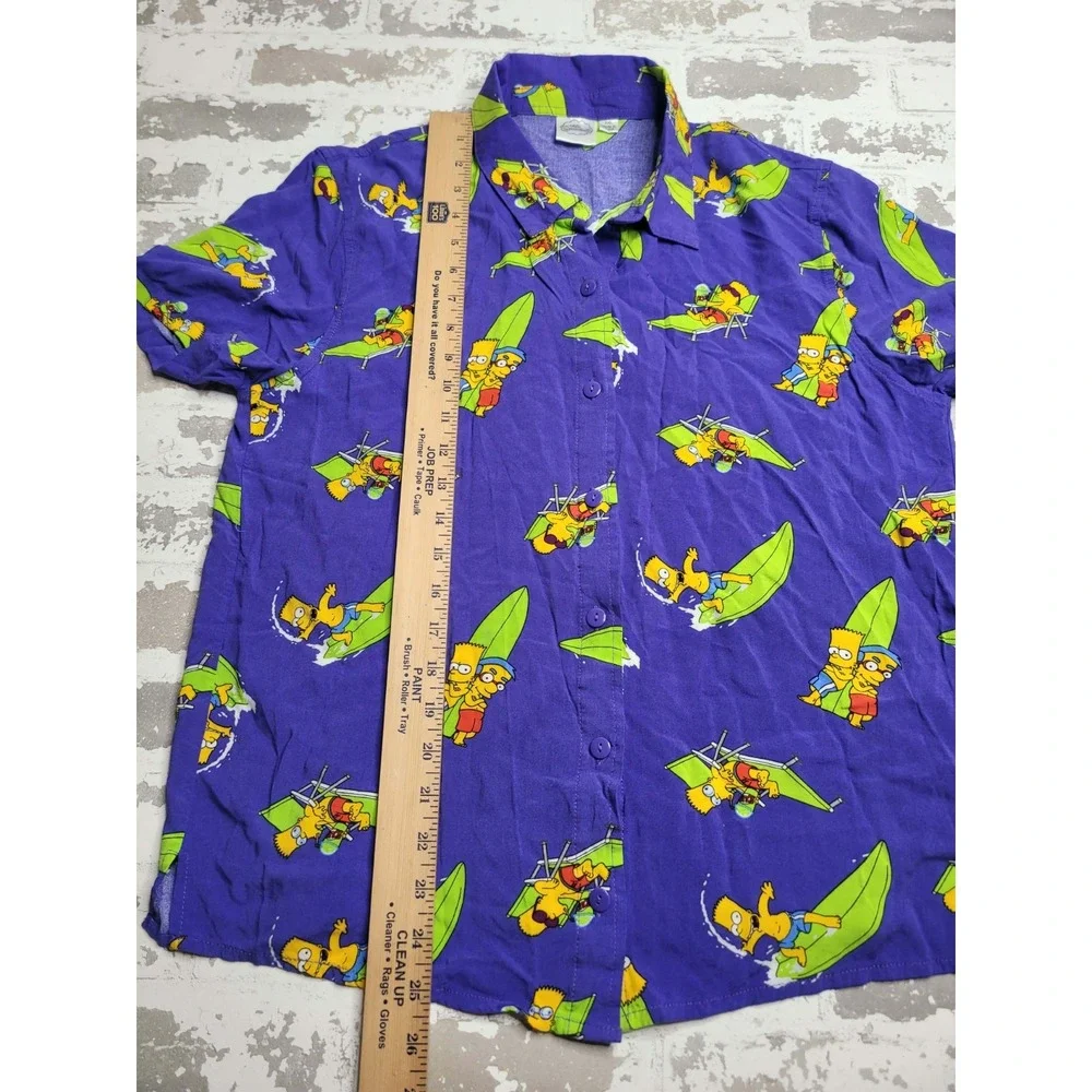 The Simpson's Bart‎ Milhouse Surfing Button Down Short Sleeve Shirt Youth XXL